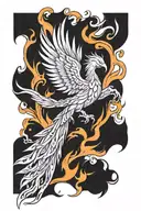 Phoenix rising from flames tattoo design idea