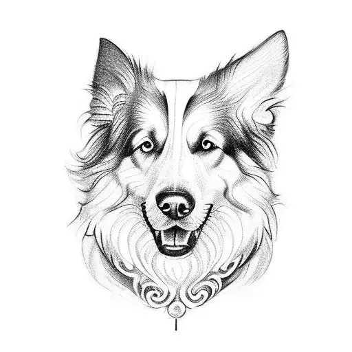 I want a tattoo of a crown that refers to my dog border collie called king. use classical art tattoo design idea