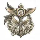 Egyptian Ankh with Roman Laurel Wreath: Start with the classic Egyptian ankh symbol, elongating the vertical line slight tattoo design idea