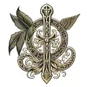 Egyptian Ankh with Roman Laurel Wreath: Start with the classic Egyptian ankh symbol, elongating the vertical line slight tattoo design idea