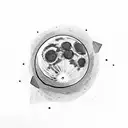 Moon with mint leaf and ring tattoo design idea