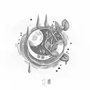 Moon with mint leaf tattoo design idea