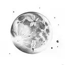 Moon with mint leaf tattoo design idea