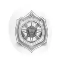 A tattoo showcasing the client's occupation as a cop through a badge and handcuffs tattoo design idea