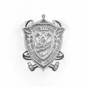 A tattoo showcasing the client's occupation as a cop through a badge and handcuffs tattoo design idea