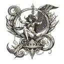 sagittarius pisces moon scale of justice tattoo design idea