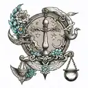 sagittarius pisces moon scale of justice tattoo design idea