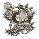 sagittarius pisces moon scale of justice tattoo design idea