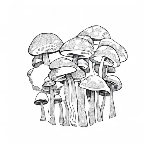 trippy mushroom tattoo design idea