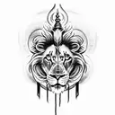lord shiva and  a lion , skull some fire tattoo design idea