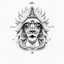 lord shiva and  a lion , skull some fire tattoo design idea