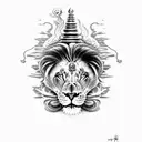 lord shiva and  a lion , skull some fire tattoo design idea