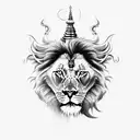 lord shiva and  a lion , skull some fire tattoo design idea