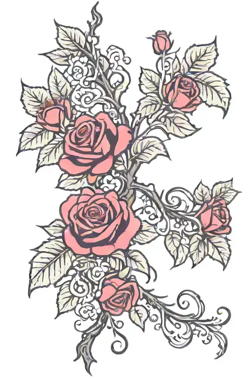 A phrase that said I’m a piece of leather well put together a grape vine with roses eulastine rice at the end tattoo design idea