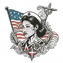 nurse tattoo for men with US and Philippine flag tattoo design idea