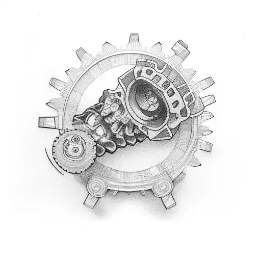 baby foot, 3 gears inside, born date tattoo design idea