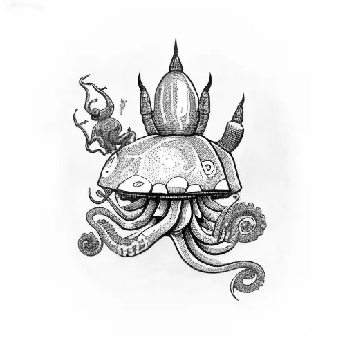 space mushroom tattoo octopus tattoo design idea
