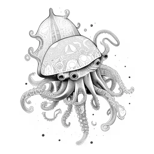 space mushroom octopus tattoo design idea