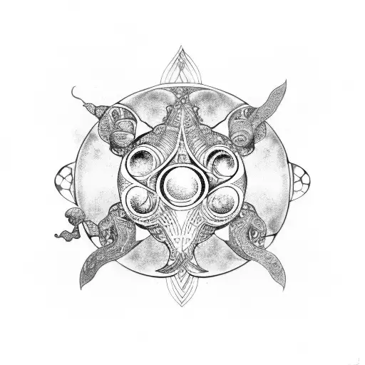 space mushroom mandala octopus tattoo design idea