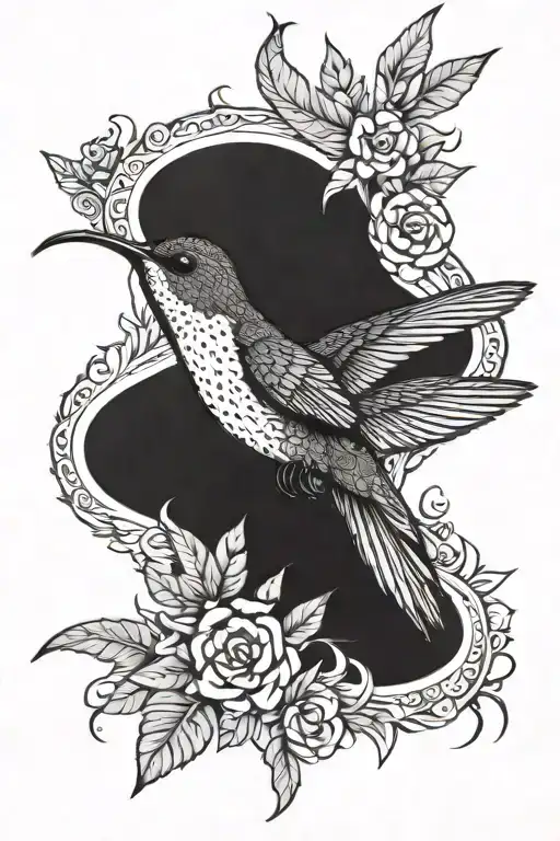 hummingbird and native american indian head tattoo design idea