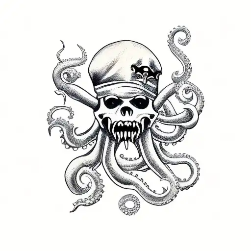 pirate octopus proecting a treasure on arm  tattoo design idea