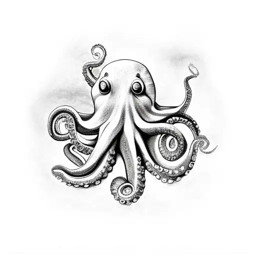 octopus proecting a treasure  tattoo design idea