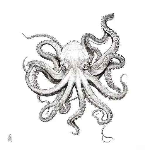 octopus protecting a treasure  tattoo design idea