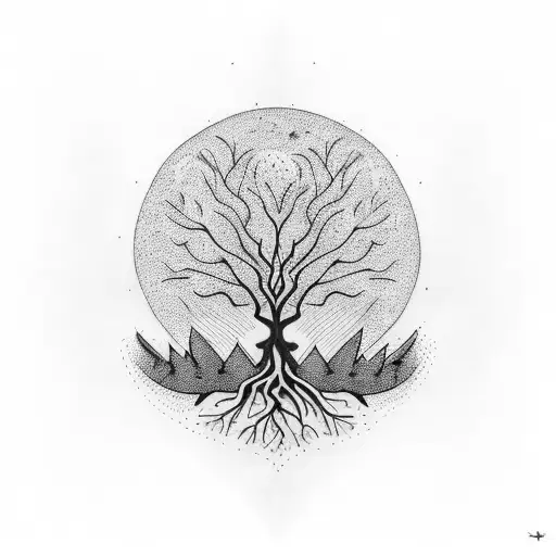 tree with roots that spell out breath  tattoo design idea