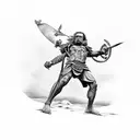 David and Goliath sleeve biblical tattoo design idea