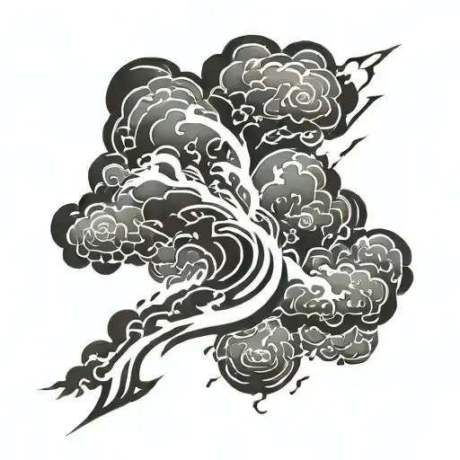 Stormy clouds with lightning bolt tattoo design idea