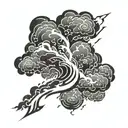 Stormy clouds with lightning bolt tattoo design idea