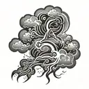 Stormy clouds with lightning bolt tattoo design idea