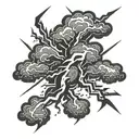 Stormy clouds with lightning bolt tattoo design idea