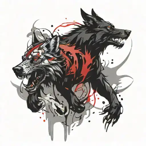 Fenrir Biting tattoo design idea