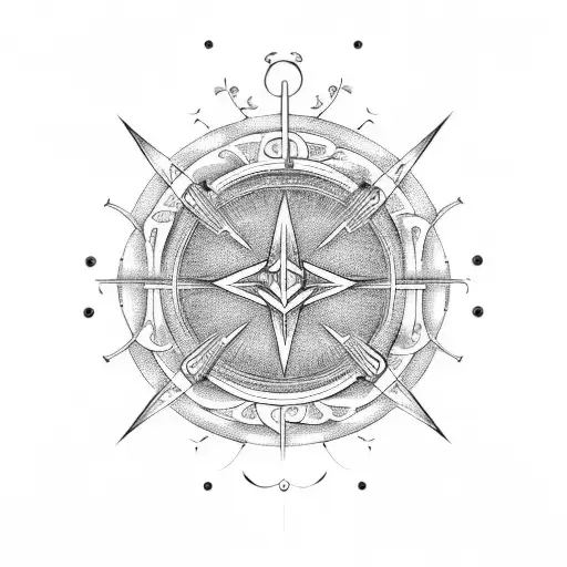 Celestial alignment with musical notes tattoo design idea