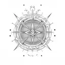 Celestial alignment with musical notes tattoo design idea