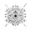 Celestial alignment with musical notes tattoo design idea