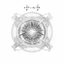 Celestial alignment with musical notes tattoo design idea