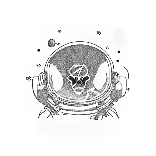 An astronaut holding a PS5 console while floating in zero gravity tattoo design idea