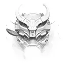 A futuristic video game character with a PS5 controller in hand tattoo design idea