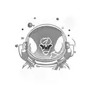 An astronaut holding a PS5 console while floating in zero gravity tattoo design idea