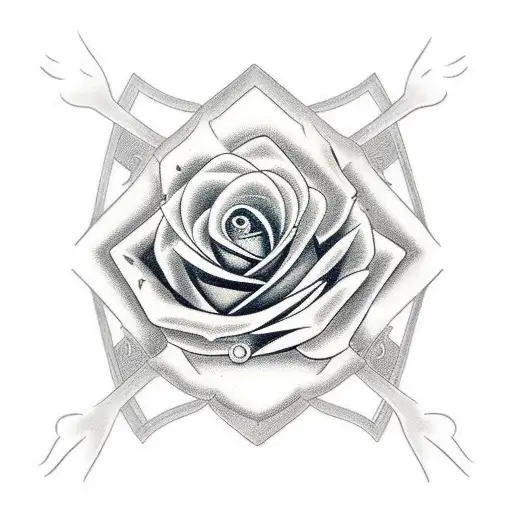 Create a tattoo of rose, a thread, a needle, symbols of nobility, strength, union, family and Go tattoo design idea