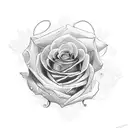 Create a tattoo that has a large beautiful rose, a thread, a needle, symbols of nobility, strength, union, family and Go tattoo design idea