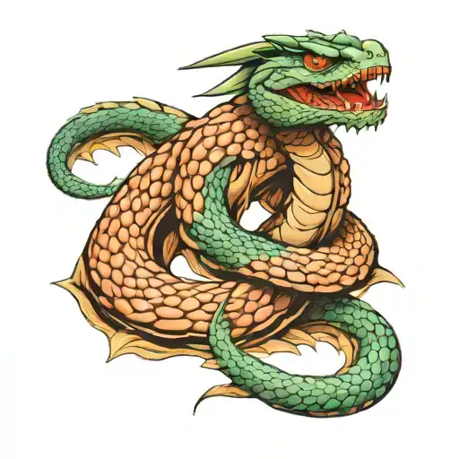 Jormungandr wrapped around an arm tattoo design idea