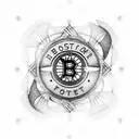 boston bruins hockey puck  tattoo design idea