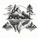 outdoors mountains trees lakes fishing tattoo design idea