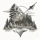 outdoors mountains trees lakes fishing tattoo design idea