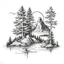 outdoors mountains trees lakes fishing tattoo design idea
