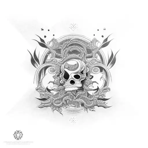 Japanese memento mori sleeve tattoo design idea