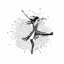 A graceful latin dancer surrounded by swirling fireworks tattoo design idea